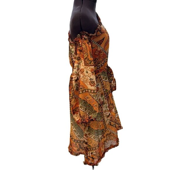 One Teaspoon Dress Orange Paisley One Shoulder Dress - Picture 15 of 15